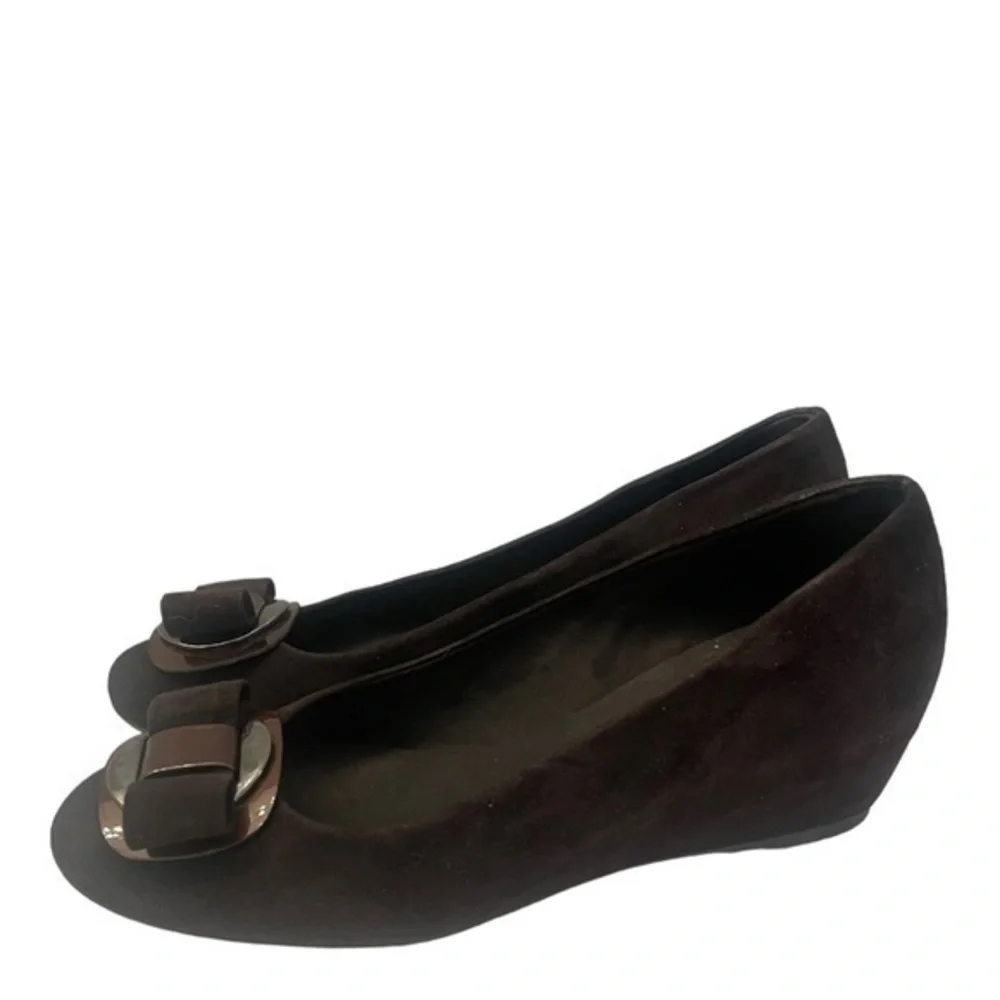STUART WEITZMAN Beaudelair Brown Suede Wedge Shoes Size 7.5